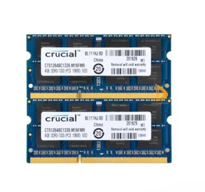 2PCS For Crucial 4GB 2RX8 PC3-10600S DDR3 1333Mhz Laptop Memory RAM SODIMM @DD - Picture 1 of 9