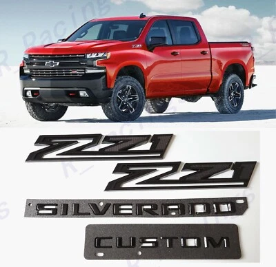 Puerta trasera Silverado negra brillante emblemas personalizados para Silverado 2019-2023 Silverado Foto 1 de 4