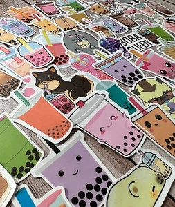 BOBA Stickers 50 cute and fun decals, planners, laptop, water bottles - Picture 1 of 7