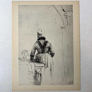Rembrandt Krankenschwester des Titus Vintage Kollotypie Kunstdruck 17. Jahrhundert niederländische Zeichnung - Bild 1 von 3
