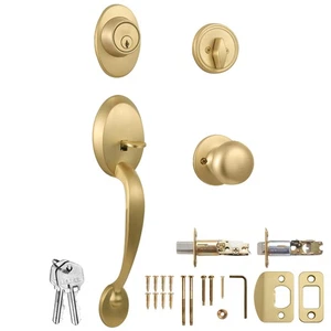 Design House Cambridge Handleset, Satin Gold - Picture 1 of 5