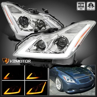 Fits 2008-2015 Infiniti G37 Q60 Coupe LED Signal Switchback Projector Headlights Foto 1 de 4