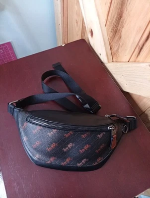 Coach E2157-C4138 Warren Mini Belt Bag Leather Horse & Carriage Print Black - Image 1 of 4