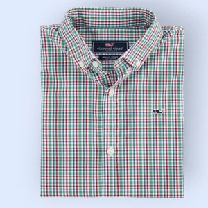 VINEYARD VINES Shirt Boys Small 8-10 Holiday Plaid Button Down Whale Long Sleeve - Picture 1 of 10