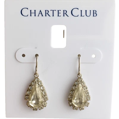 Brincos Charter Club prata tom cristal e gota de pedra pendentes de strass novo com etiquetas - Imagem 1 de 4