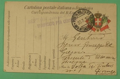 DR WHO 1916 ITALIA POSTA MILITARE POSTAL FRANCA LIBRE PRIMERA GUERRA MUNDIAL CENSURADA R12241 Foto 1 de 2