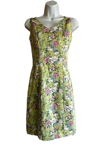 Laura Ashley Vintage 1980s Dress Green Floral Cottagecore Size 8 Great Brittain - Picture 1 of 13