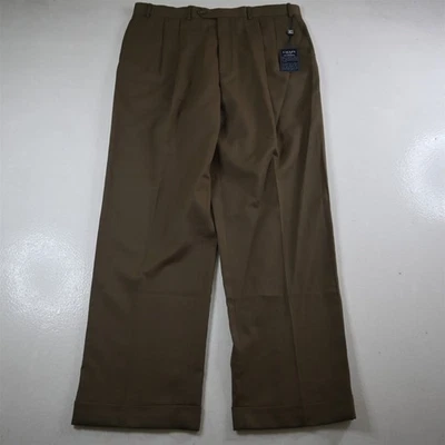 NUEVO Chaps Ralph Lauren 38x32 Marrón 100% Lana Plisado Puños Vestido Hombres Pantalones Foto 1 de 4