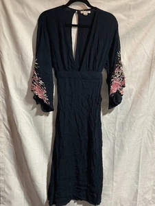 Maxi abito Billabong M blu floreale avvolgente boho festival vacanze estate - Foto 1 di 11