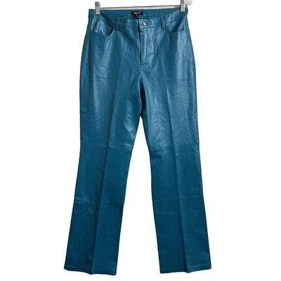 Pantalón Metrostyle Para Mujer Talla 10T Azul Cuero Genuino Tiro Alto Pierna Recta Y2K Foto 1 de 4