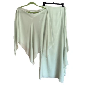 St. John Evening 100% Silk Maxi Skirt & Poncho Set (Women’s 6) Pistachio Green - Picture 1 of 14