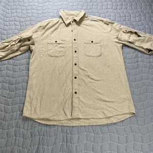 Faherty Shirt Mens XL Beige Organic Cotton Button Up Long Sleeve Stained - Picture 1 of 14