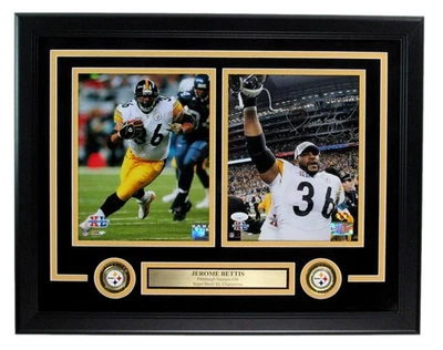 Colagem de fotos Jerome Bettis Steelers HOF autografada 8x10 emoldurada JSA 199970 - Imagem 1 de 4