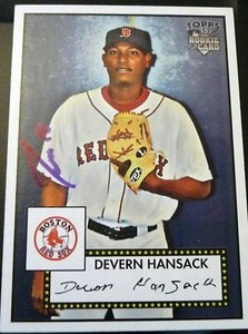Devern Hansack SIGNED 2007 Topps 1952 Rookies #92 Boston Red Sox AUTOGRAPH