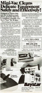 Pubblicità Stampa Vintage 1983 Baystar Mini-Vac Pulisce Attrezzature Delicate Aspirapolvere - Foto 1 di 2