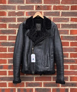 All Saints Herren Lammfell Biker Jacke MEDIUM Leder Bomber Leather Shearling - Bild 1 von 11