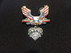 Army Navy, Air Force, Marines Patriotic Eagle pin with US Army Heart - Picture 1 of 1
