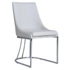 Maklaine 17.5" Modern Faux Leather Dining Chair In White/Stainless Steel