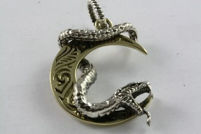 Ciondolo A Forma Di Serpente Luna In Argento 925 - Immagine 1 di 4