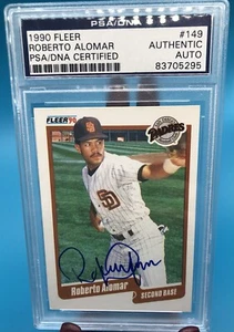 Roberto Alomar auto 1990 Fleer #149 MLB San Diego Padres PSA Encapsulated Signed - Picture 1 of 2