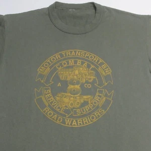 Vintage 80s Military T-Shirt Motor Transport Combat Road Warriors Single Stitch - Picture 1 of 3