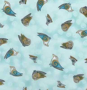 Embracing Horses Laurel Burch Birds Light Aqua OOP Fabric By the FQ - 1/4 YD - Picture 1 of 7