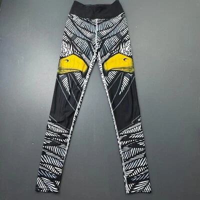 RynoArt Leggings Mujer Pequeño Pájaro Búho Estampado Completo Negro Amarillo Blanco Foto 1 de 4