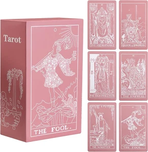 Erbacan Classic Pink Tarot Cards with Guidebook-Tarot Cards for Beginners-Learin - Picture 1 of 12