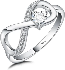 Anillos de promesa de infinito para ella, de plata de ley 925, con forma de cora - Picture 1 of 12