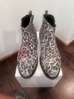 Botines Golden Goose Young con estampado de guepardo crema con graffiti GG rosa intenso  Foto 1 de 4