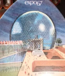 Plato de recuerdo vintage Expo 67 melamina mediados de siglo moderno Montreal Canadá - Imagen 1 de 5