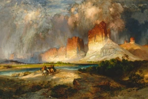 Cliffs of the Upper Colorado River by Thomas Moran Museum Giclee Art Print - Picture 1 of 3