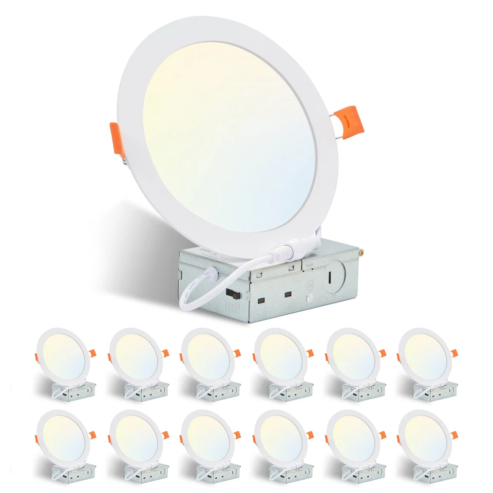 12 Pack 6 Inch 5CCT LED Recessed Ceiling Dimmable Panel Light with Junction Box - Image 1 of 4