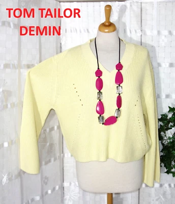 DENIM by TOM TAILOR Designer Pullover  M = 42 44 46 + gelb weite Ärmel Cropped - Bild 1 von 4