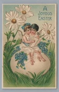 A Joyous EASTER Fairies on an Egg Fairy Vintage Postcard - Bild 1 von 2