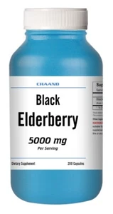 Black Elderberry Extract 5000mg Serving High Potency 200 Capsule =SALE= USA SHIP - Picture 1 of 3