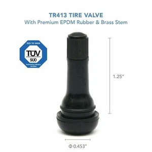 Lot 100 TR413 Snap In Black Rubber Valve Stem Kit TR-413 (100pcs/bag) - Picture 1 of 3