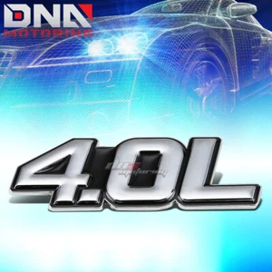 STICK ON 3D POLISHED CHROME BLACK BODY METAL EMBLEM TRIM BADGE LOGO 4.0L 4.0 L - Picture 1 of 2