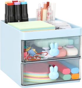 Small Desk Organizer With Drawer, Office Desktop Storage Box, Business Card/Pen/ - Picture 1 of 7