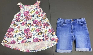 Girl's Gap Outfit Size 4 - Black Floral Blouse w/Dark Pink Leggings EUC - Picture 1 of 7