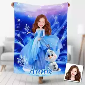 Personalized Elsa Princess Blanket, Custom Photo Frozen Blanket, Christmas Gift - Picture 1 of 1