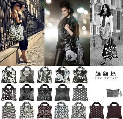 Envirosax WASHABLE Fold up Roll Up Shopping Bag Monochromatic Black Eco Gym Swim - Image 1 of 2