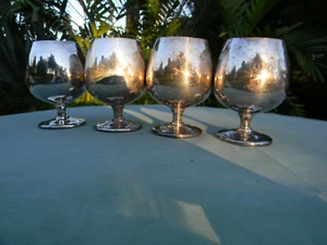CUATRO (4) COPAS/TAZAS CON TALLO SHERIDAN DE PLATA SOBRE COBRE DE COLECCIÓN 6" DE ALTO - Imagen 1 de 12