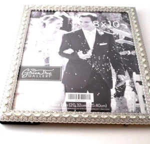 Green Tree Gallery 8" x 10" Metal Picture Frame Antique Silver w/rhinestones - Picture 1 of 11