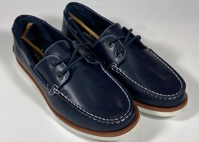 NEW Unlisted Santon Navy Blue Faux Leather Lace Up Casual Boat Shoe Men's 8.5 M - Image 1 of 4