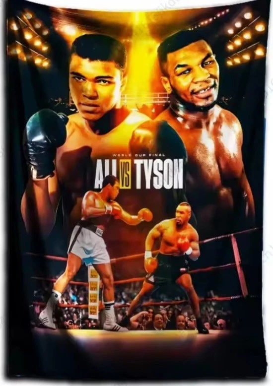Ali vs. Tyson Two Titans One Ring Dream Clash Of Legends Wall Tapestry 16" × 24" - Image 1 of 1