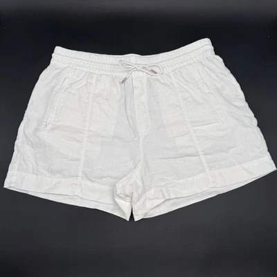 Athleta Women's Large Calla Lilly White Retreat 100% Linen 4” Shorts Lightweight - Image 1 of 4