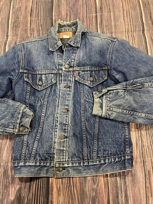 VTG 70’s Levi’s Denim Trucker Jacket Type III 525 Buttons Troy Blanket Lined M - Image 1 of 4