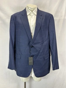 Giorgio Armani Soft Super 180’S Navy Plaid Suit 2-Bt Sz EU 58 R/ US 48 R/ W 42 - Picture 1 of 19