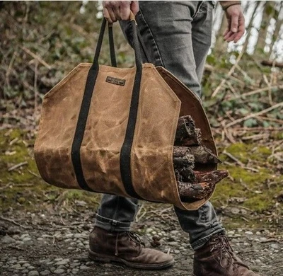 READYWARES Waxed Canvas Firewood Log Carrier Heavy Duty Classic Durable Tan NWT - Image 1 of 4